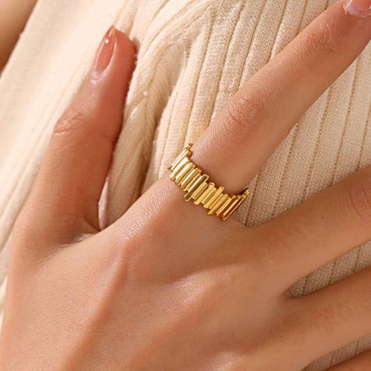 Gold Textured Contemporary Adjustable Ring