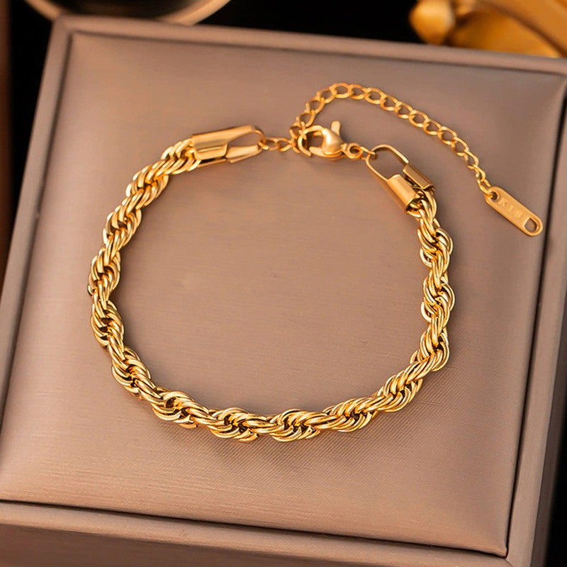 Gold-Plated Twisted Rope Chain Bracelet