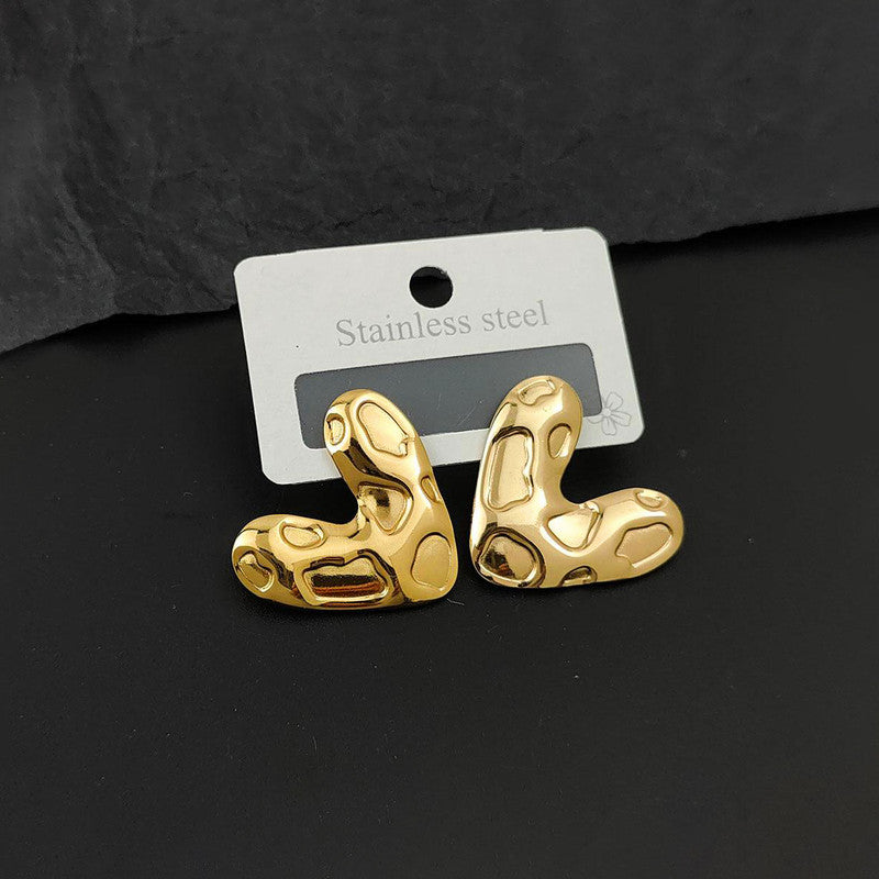Gold-Plated Abstract Molten Stud Earrings