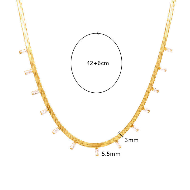 Minimal Gold Choker Necklace with Crystal Drops