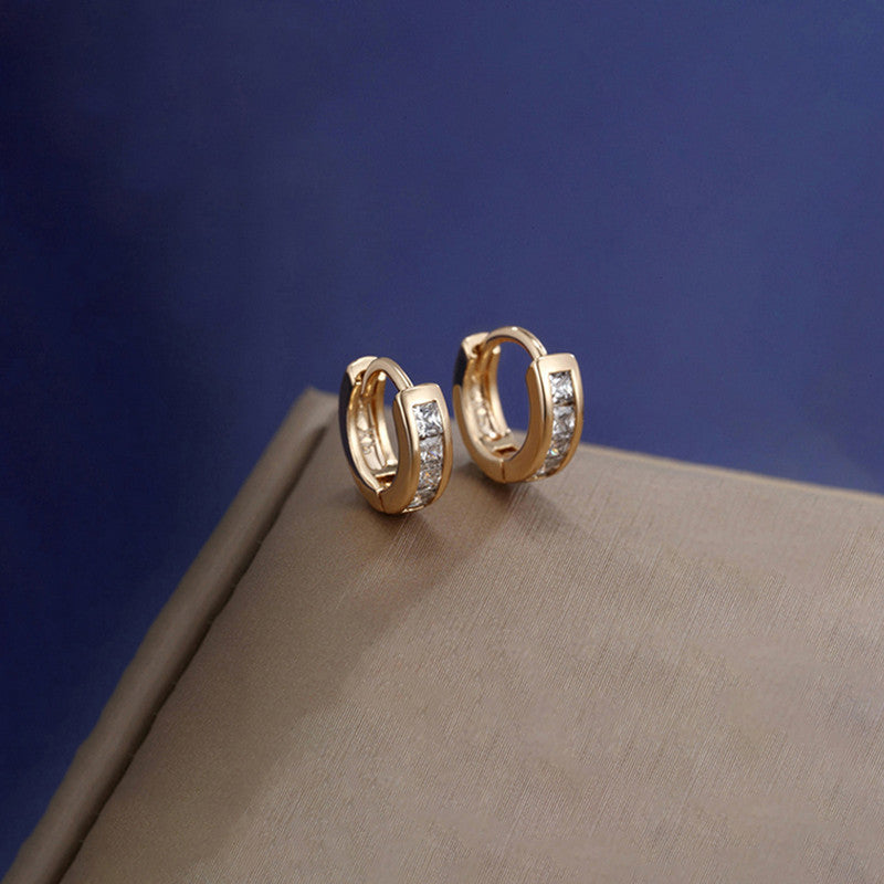Modern Edge Crystal Hoops