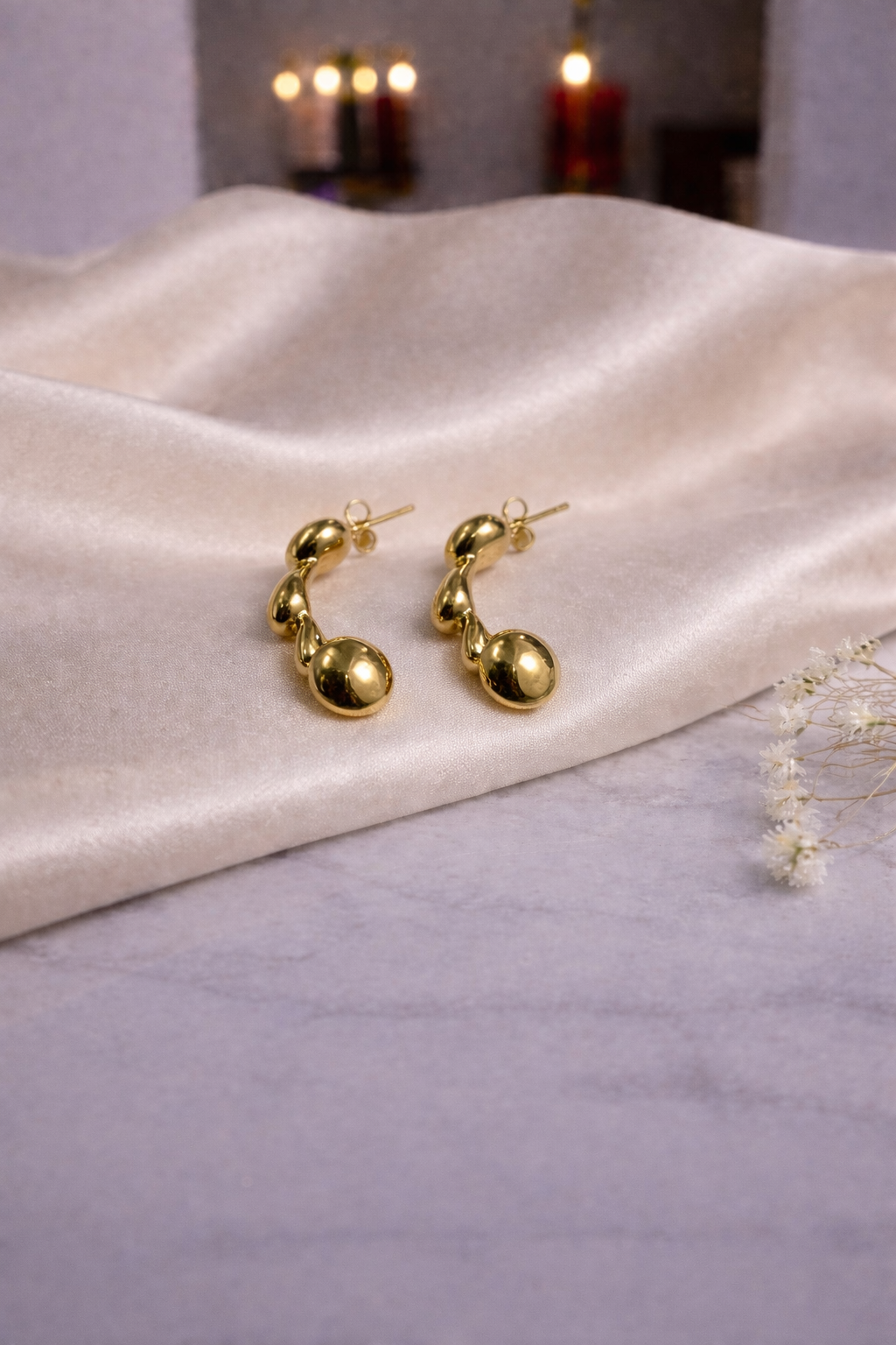 Golden Curve Drop Earrings