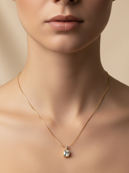Radiant Cushion Sparkle Pendant Necklace