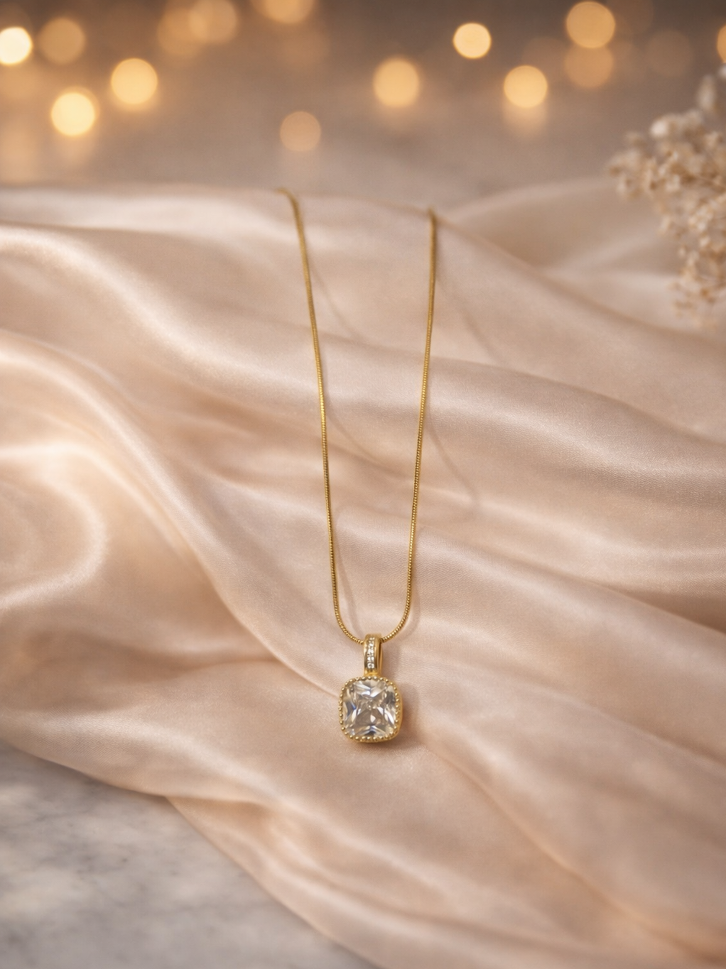 Radiant Cushion Sparkle Pendant Necklace