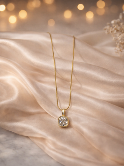 Radiant Cushion Sparkle Pendant Necklace