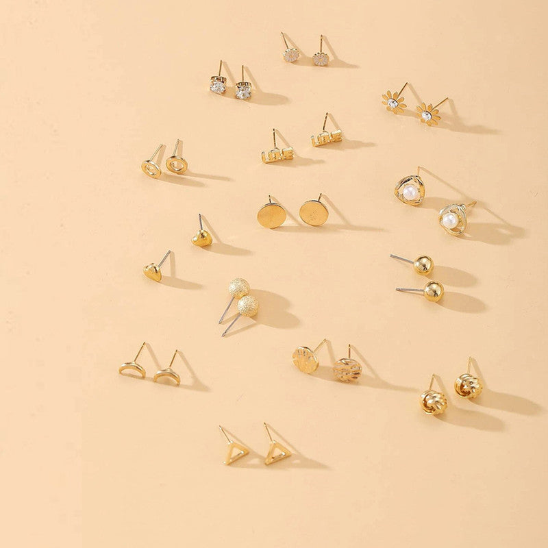 Everyday Gold Stud Earring Set (Set of 14)