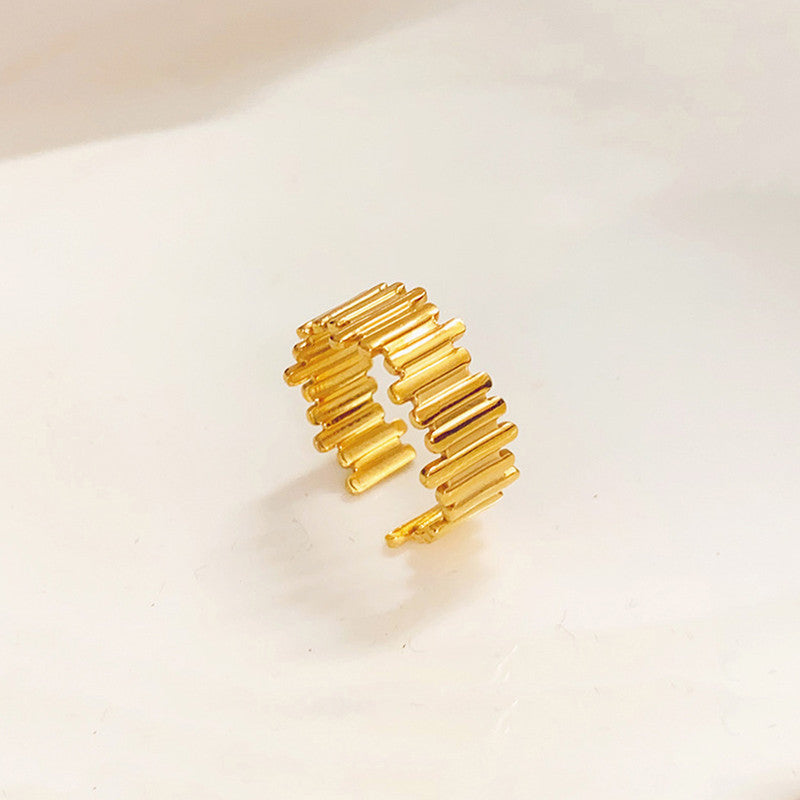 Gold Textured Contemporary Adjustable Ring