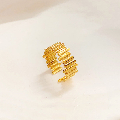 Gold Textured Contemporary Adjustable Ring