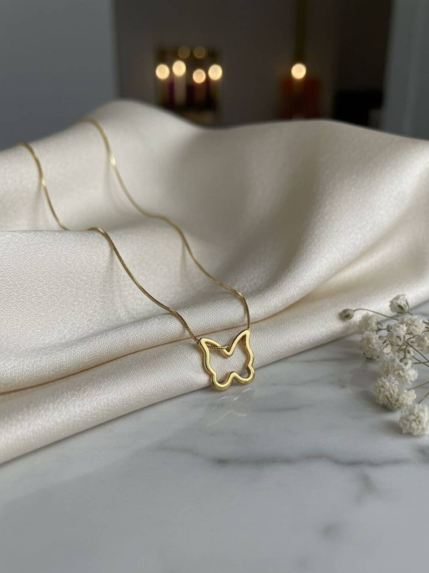 Golden Flutter Butterfly Necklace