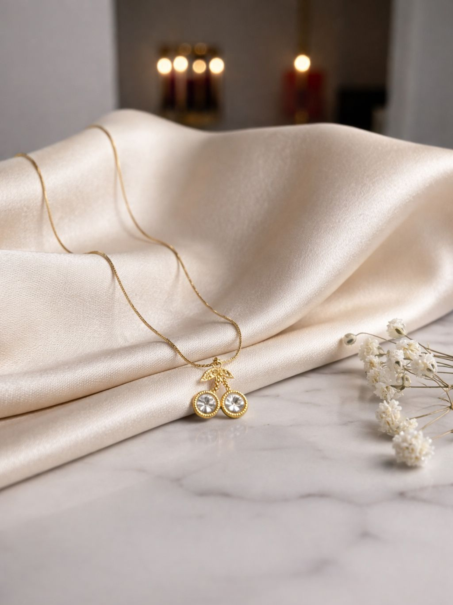Golden Cherry Sparkle Necklace