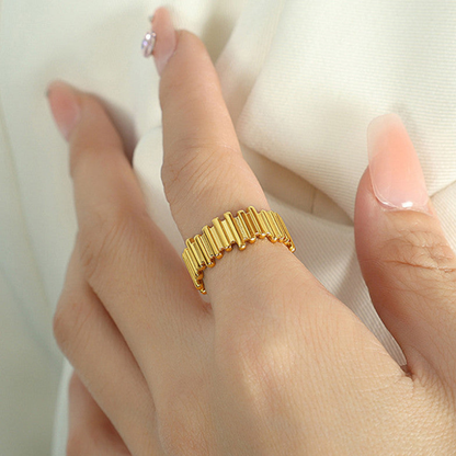 Gold Textured Contemporary Adjustable Ring