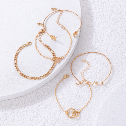 Gold Toned Contemporary Stackable Bracelet Set (Pack of 5)