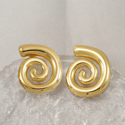 Gold Spiral Chunky Statement Earrings