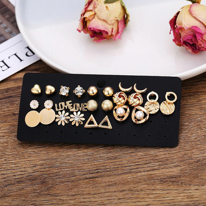 Everyday Gold Stud Earring Set (Set of 14)