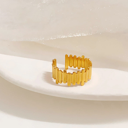 Gold Textured Contemporary Adjustable Ring
