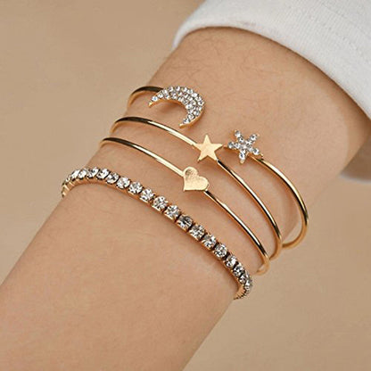Celestial Sparkle Bracelet Set (Pack of 4)