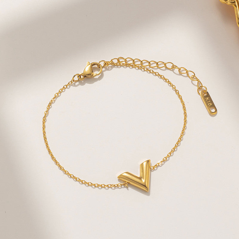 Gold-Plated V Shape Bracelet for Women