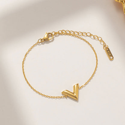 Gold-Plated V Shape Bracelet for Women