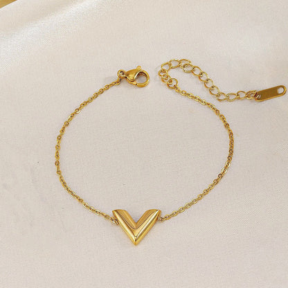 Gold-Plated V Shape Bracelet for Women