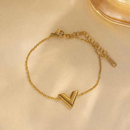 Gold-Plated V Shape Bracelet for Women