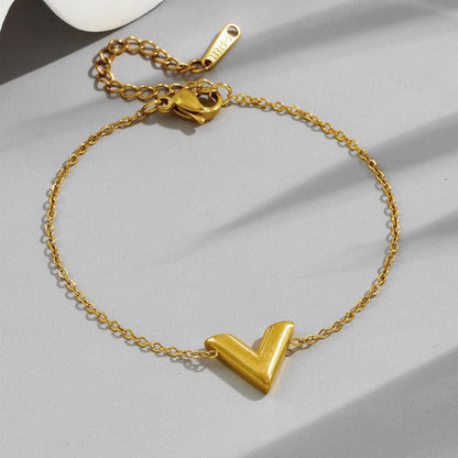 Gold-Plated V Shape Bracelet for Women