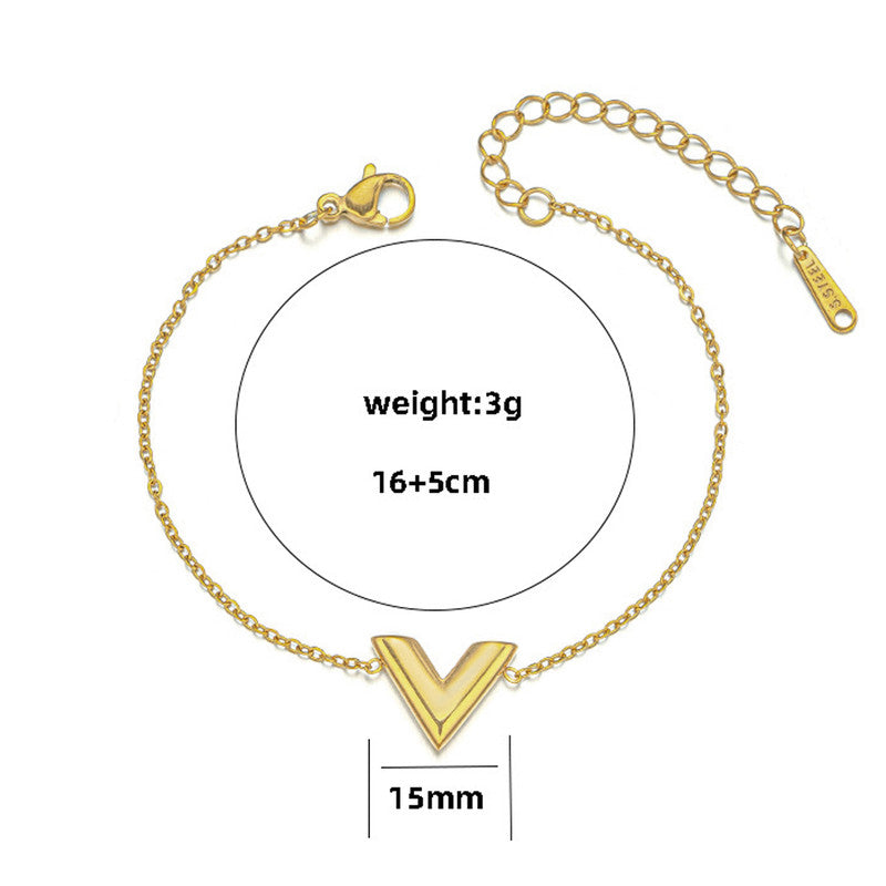 Gold-Plated V Shape Bracelet for Women