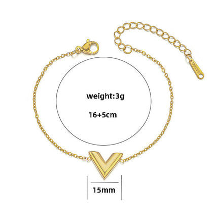 Gold-Plated V Shape Bracelet for Women