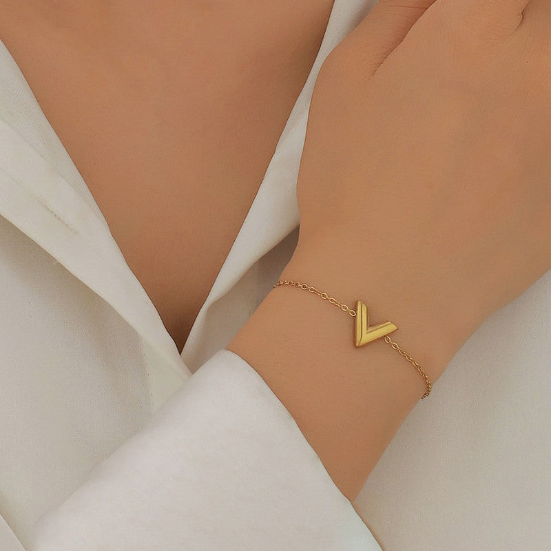 Gold-Plated V Shape Bracelet for Women