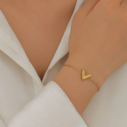 Gold-Plated V Shape Bracelet for Women