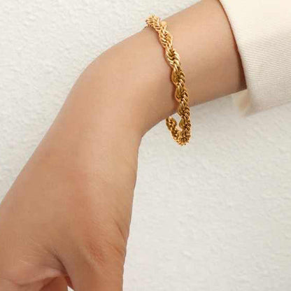 Gold-Plated Twisted Rope Chain Bracelet