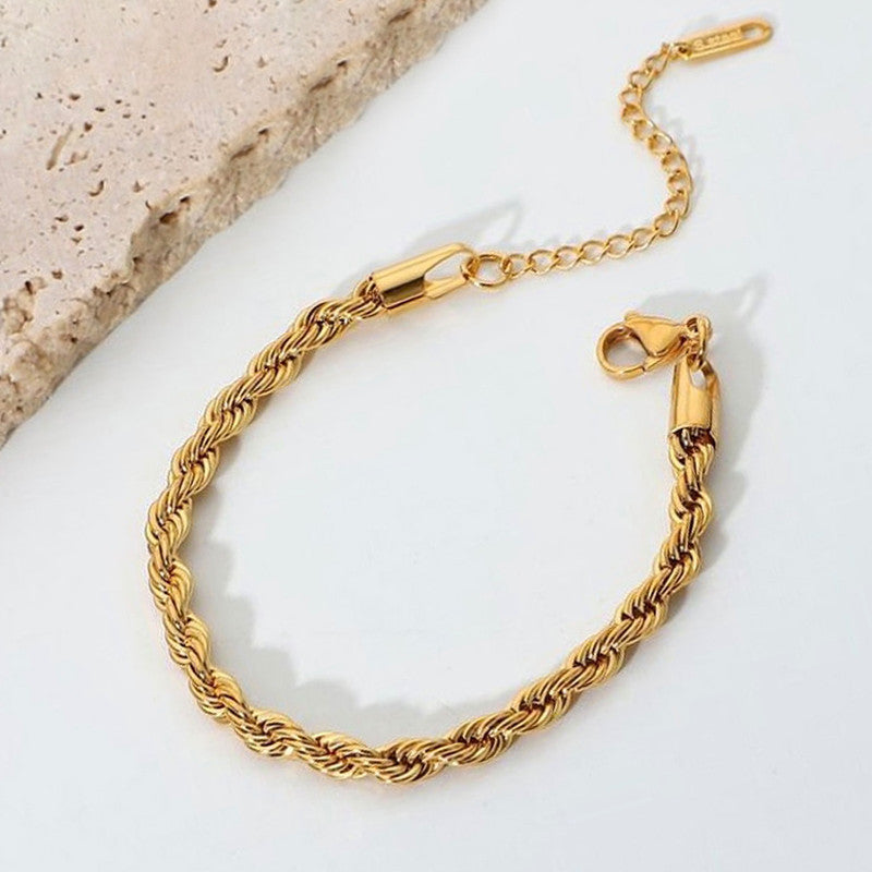 Gold-Plated Twisted Rope Chain Bracelet