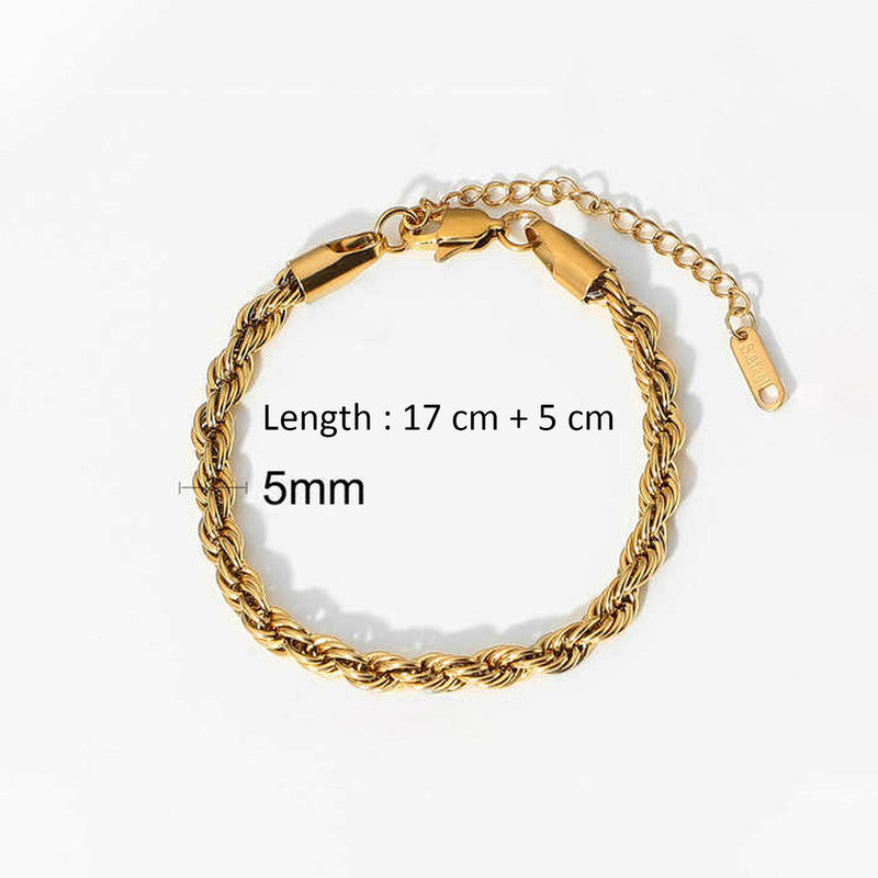 Gold-Plated Twisted Rope Chain Bracelet