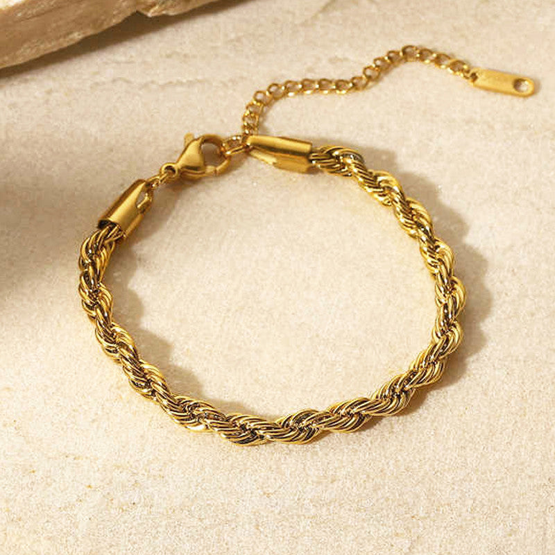 Gold-Plated Twisted Rope Chain Bracelet