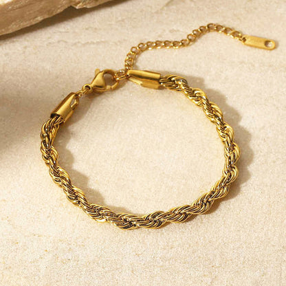 Gold-Plated Twisted Rope Chain Bracelet
