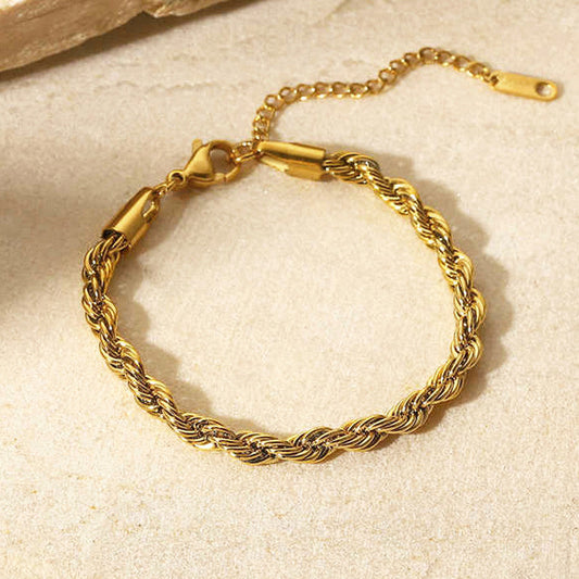 Gold-Plated Twisted Rope Chain Bracelet