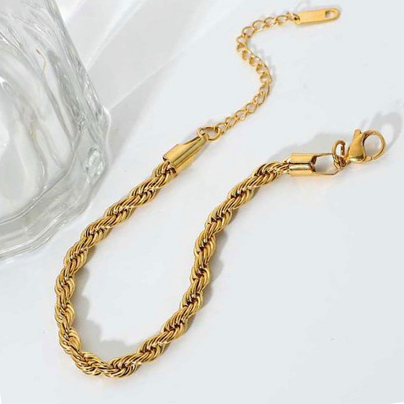 Gold-Plated Twisted Rope Chain Bracelet
