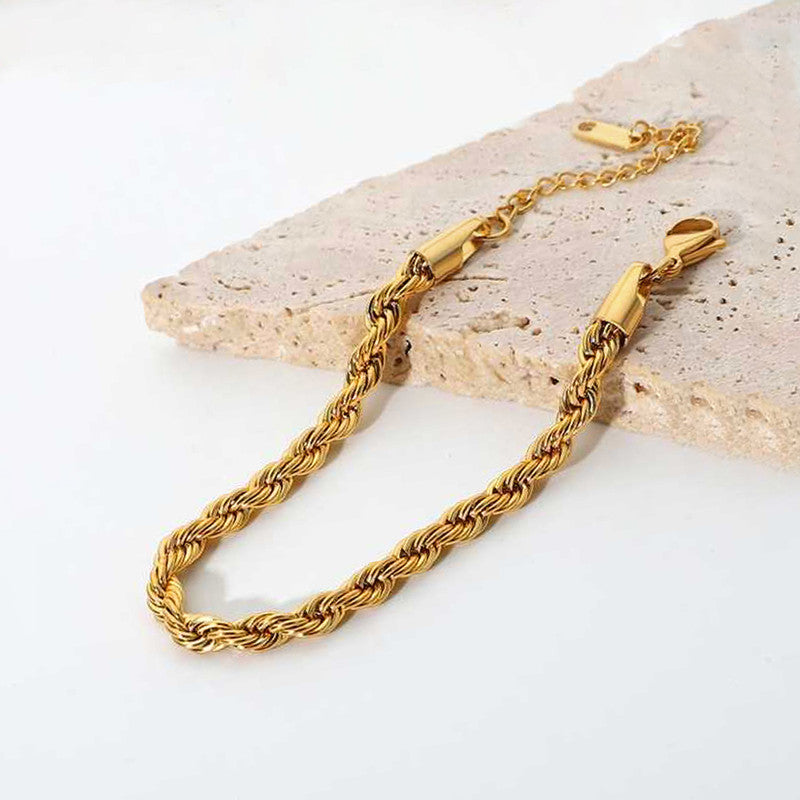 Gold-Plated Twisted Rope Chain Bracelet