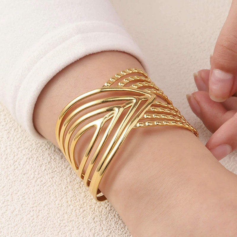 Elegant Gold Statement Cuff Bracelet for Women