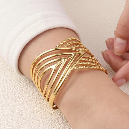 Elegant Gold Statement Cuff Bracelet for Women