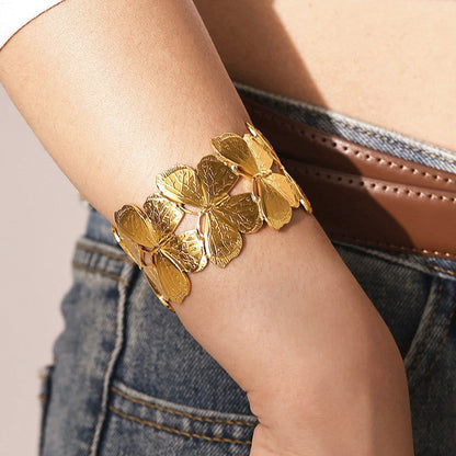Elegant Butterfly Gold Cuff Bracelet for Women