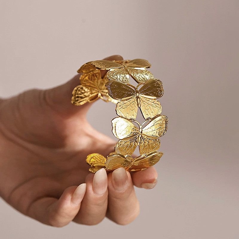 Elegant Butterfly Gold Cuff Bracelet for Women