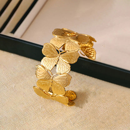 Elegant Butterfly Gold Cuff Bracelet for Women