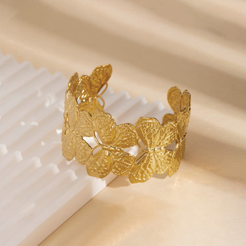 Elegant Butterfly Gold Cuff Bracelet for Women