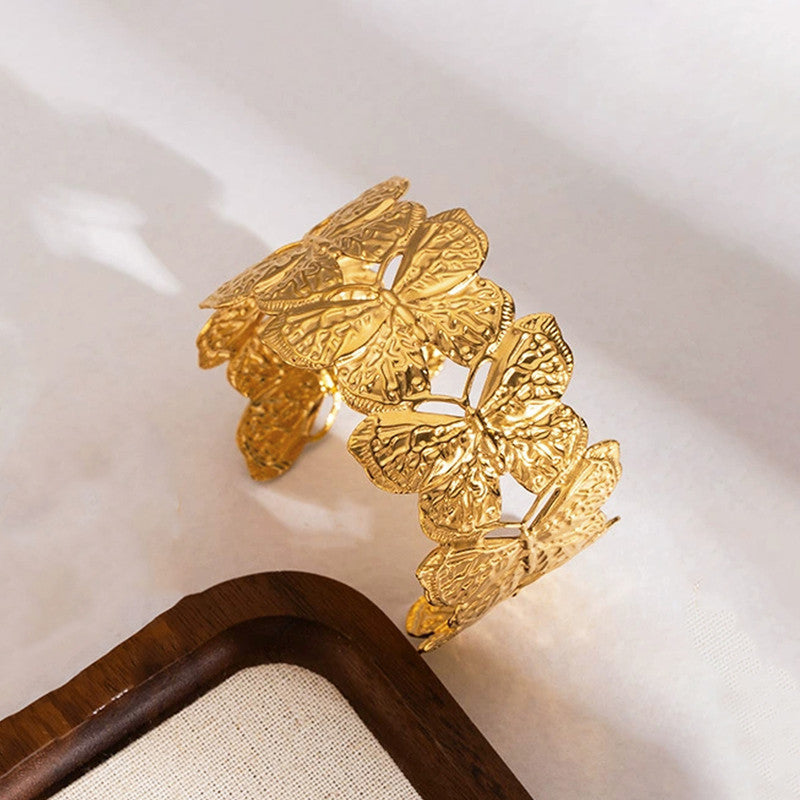 Elegant Butterfly Gold Cuff Bracelet for Women