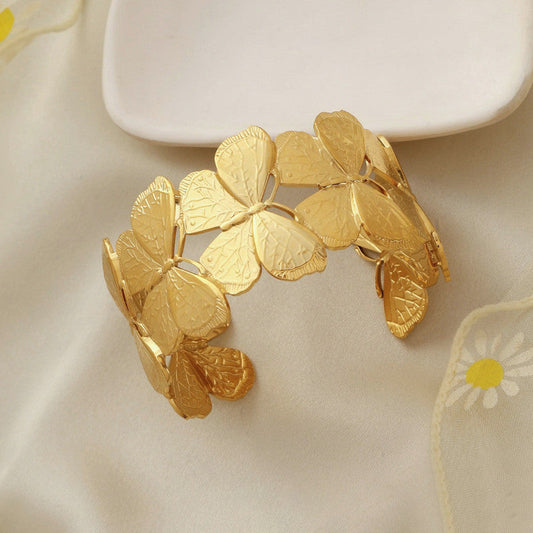 Elegant Butterfly Gold Cuff Bracelet for Women
