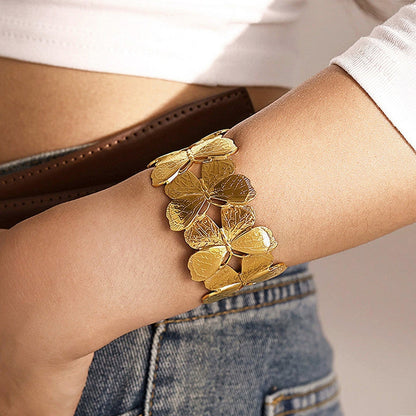Elegant Butterfly Gold Cuff Bracelet for Women