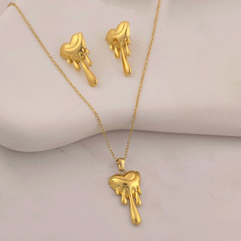Elegant Melted Heart Gold Jewelry Set for Women