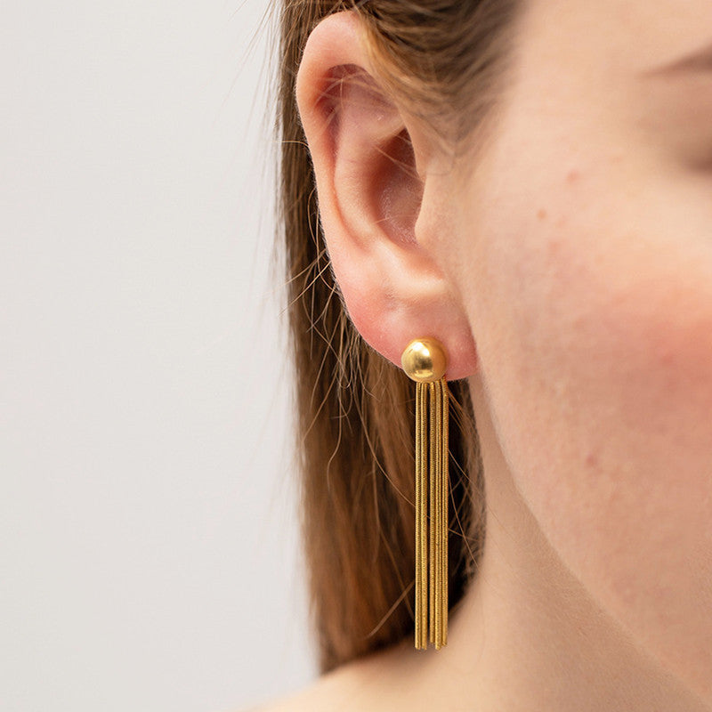 Gold Long Tassel Earrings for Women