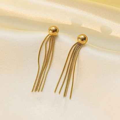 Gold Long Tassel Earrings for Women
