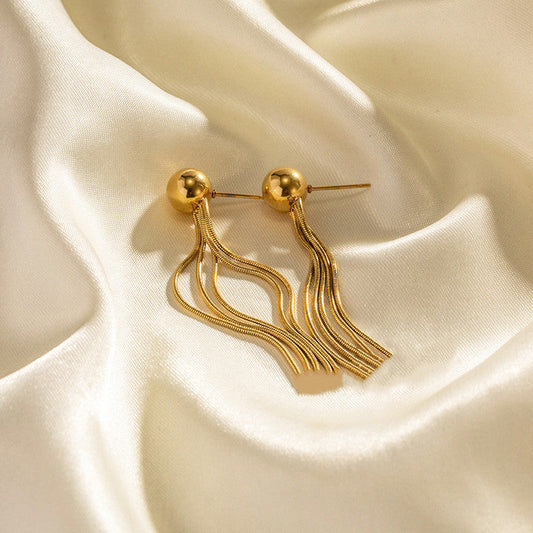 Gold Long Tassel Earrings for Women